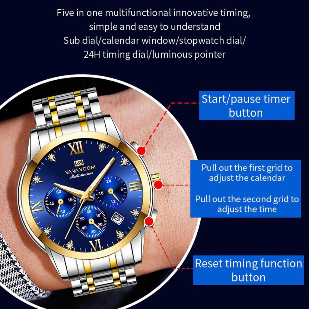 Montre Homme Prestige – Bleu &amp; Or Luxe