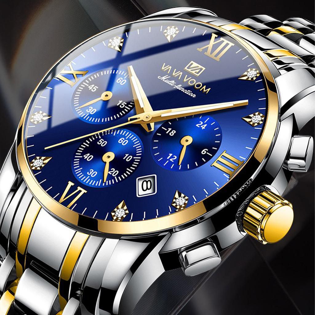 Montre Homme Prestige – Bleu &amp; Or Luxe